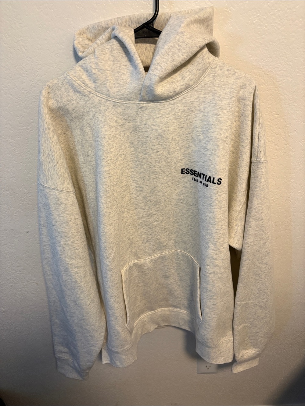 ESSENTIALS Heather Gray Pullover Hoodie come in the bag